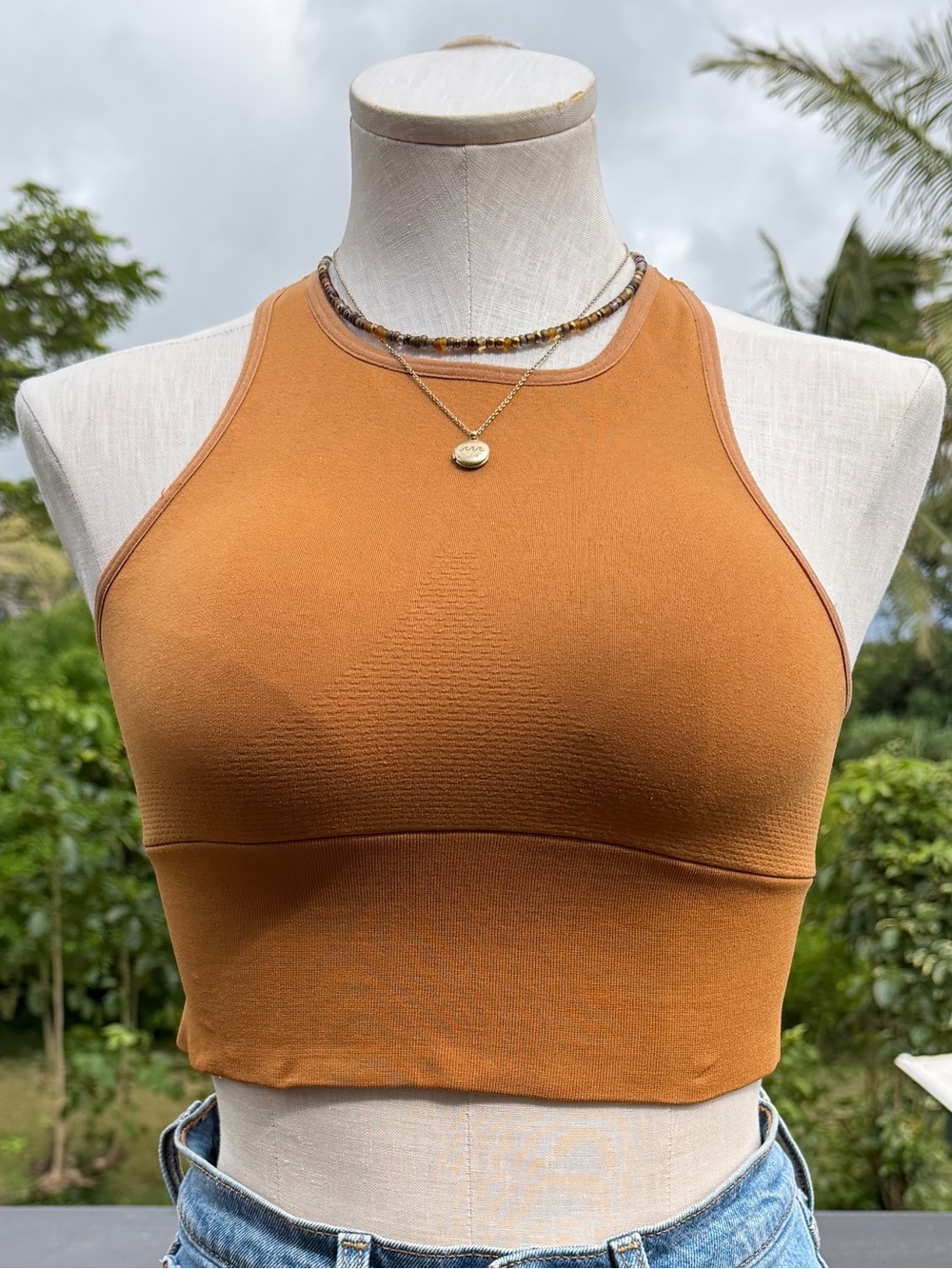 Free People FP Movement Racerback Cutout Sports Bra Crop Top M/L Rust Brown